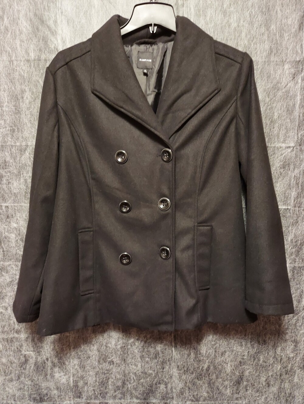 Rampage 1X Black Double-Breasted Women's Peacoat